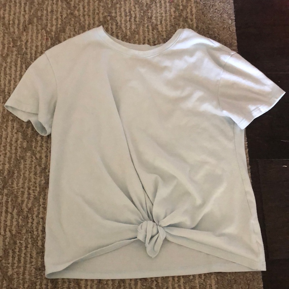 Blue shirt with tie infront